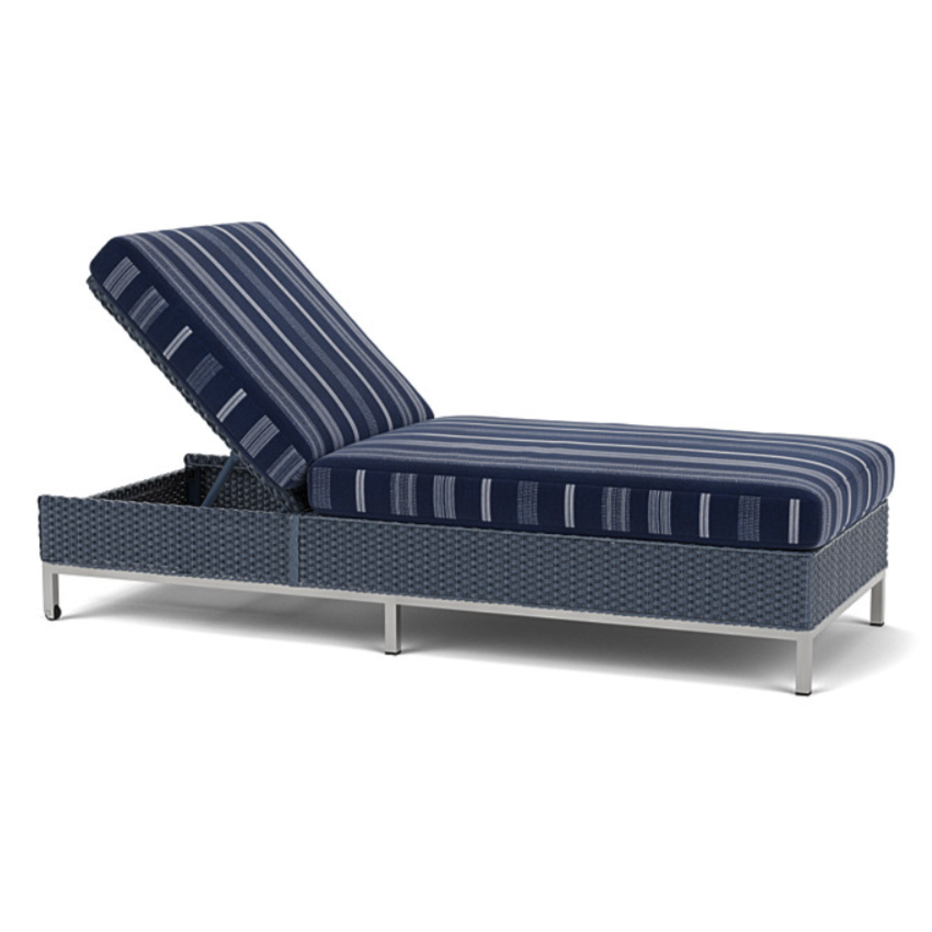 Lloyd Flanders Elements Wicker Outdoor Chaise with Stainless Steel Base