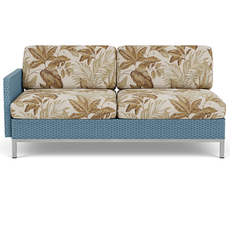 Lloyd Flanders Elements Wicker Outdoor Right Arm Settee with Loom Arm and Back