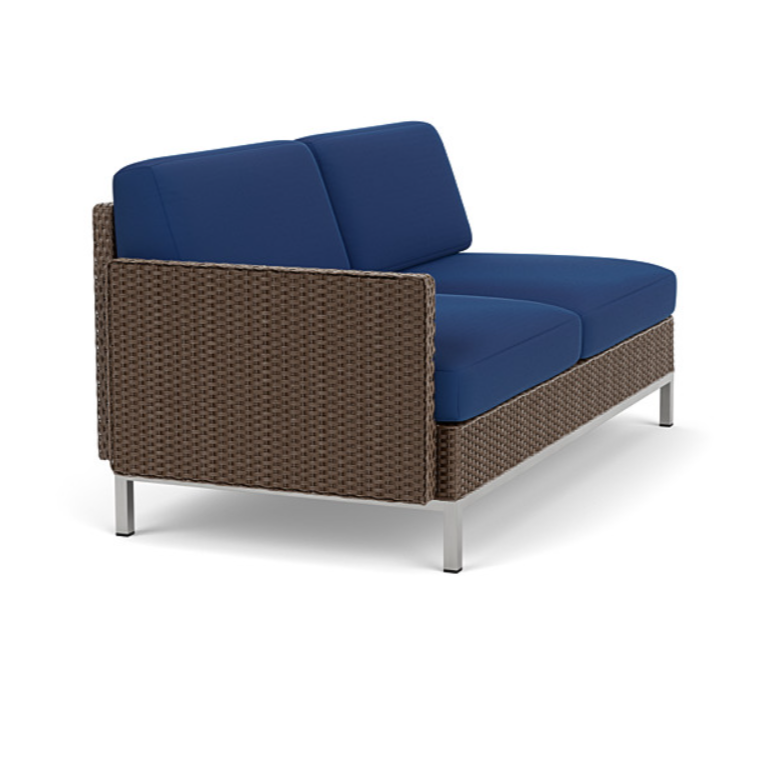 Lloyd Flanders Elements Wicker Outdoor Right Arm Settee with Loom Arm and Back