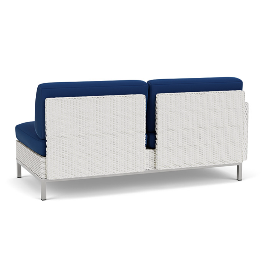 Lloyd Flanders Elements Wicker Outdoor Right Arm Settee with Loom Arm and Back