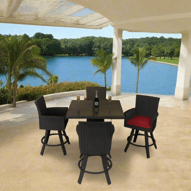 Forever Patio Barbados Resin Wicker 5 Piece 36" Square Pub Set