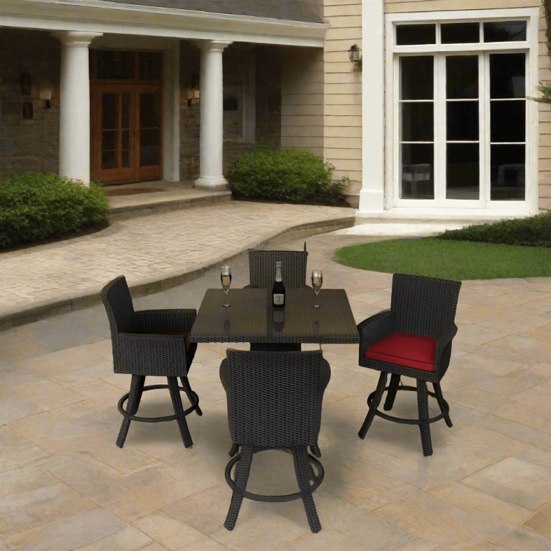 Forever Patio Barbados Resin Wicker 5 Piece 36" Square Pub Set