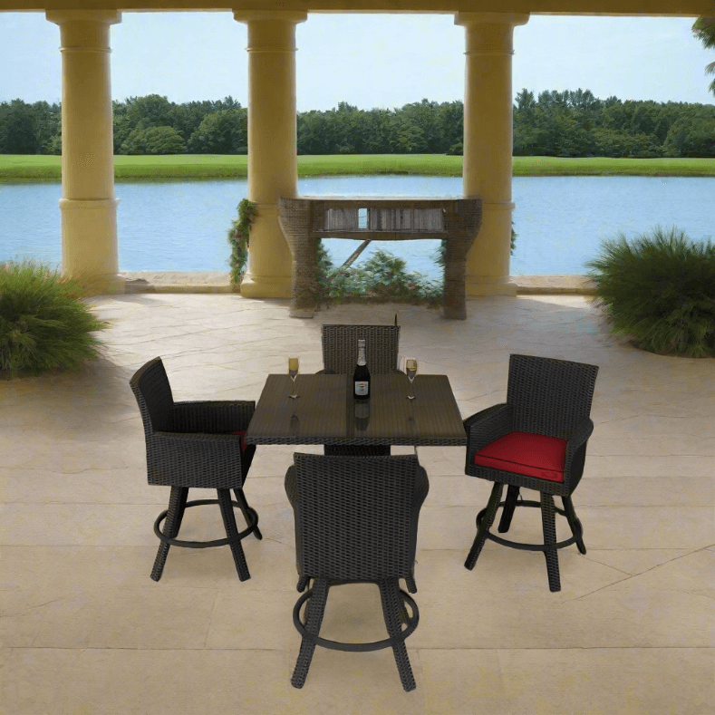 Forever Patio Barbados Resin Wicker 5 Piece 36" Square Pub Set