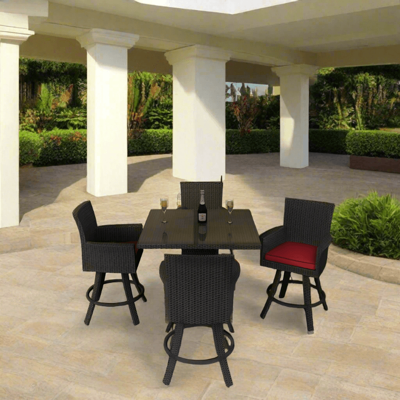 Forever Patio Barbados Resin Wicker 5 Piece 36" Square Pub Set