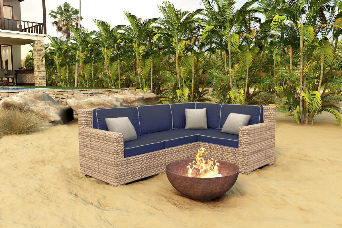 Forever Patio Hampton 4 Piece Wicker Sectional Set