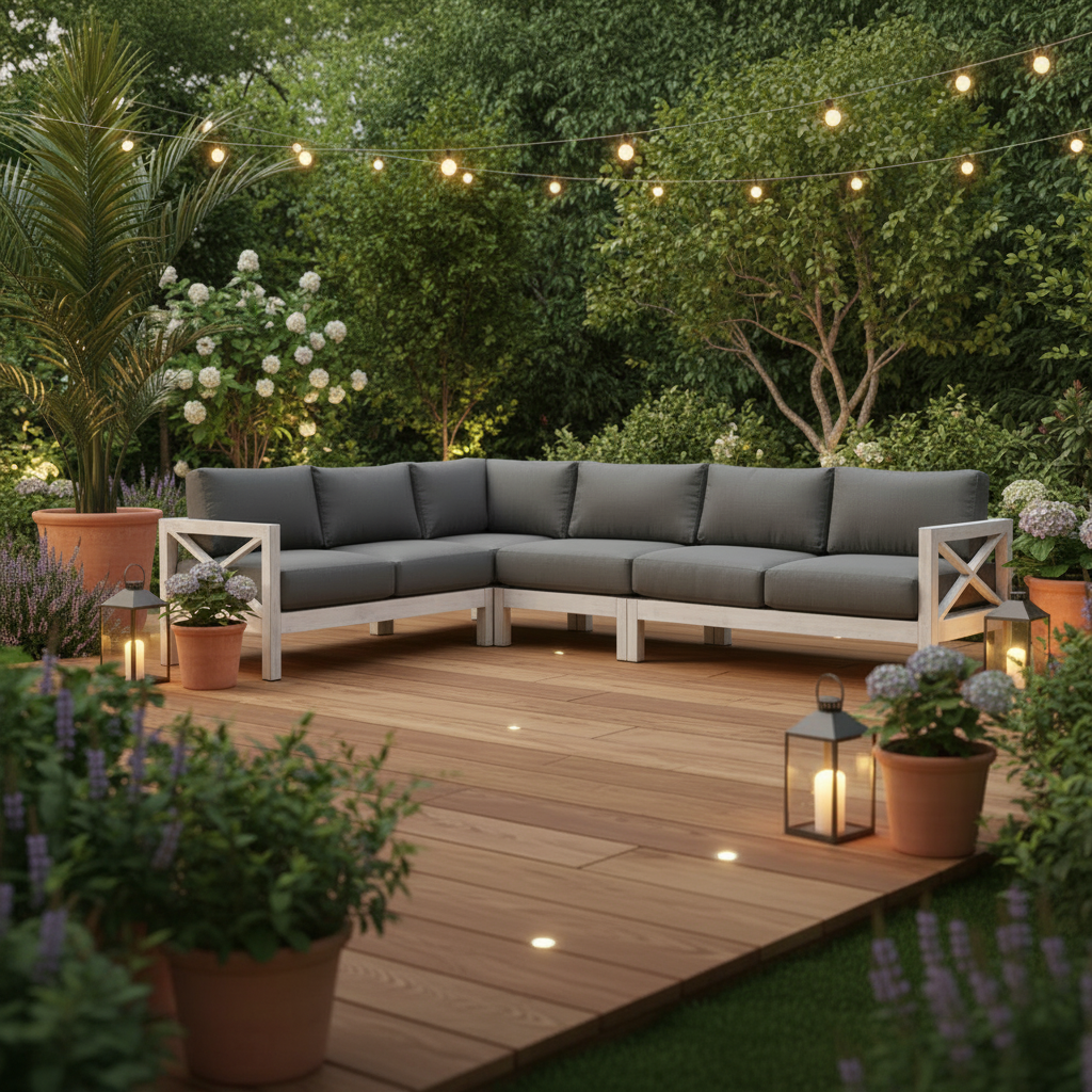 South Sea Rattan Farlowe Aluminum Outdoor 6-Person Sectional Set