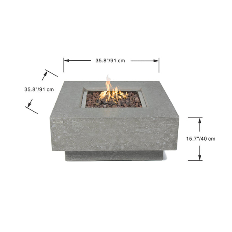 Elementi Manhattan Glass Fiber Reinforced Concrete Outdoor Fire Pit Table