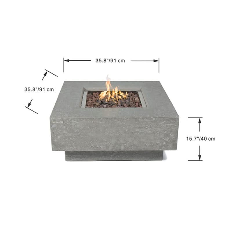 Elementi Manhattan Glass Fiber Reinforced Concrete Outdoor Fire Pit Table