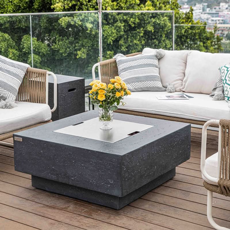 Elementi Manhattan Glass Fiber Reinforced Concrete Outdoor Fire Pit Table