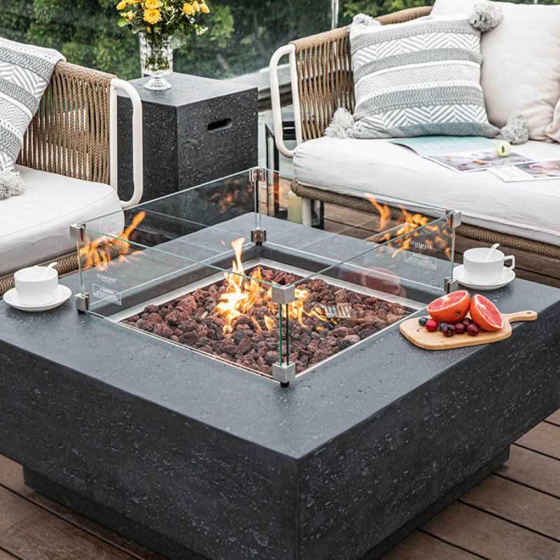 Elementi Manhattan Glass Fiber Reinforced Concrete Outdoor Fire Pit Table