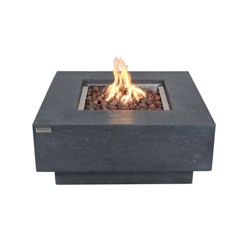 Elementi Manhattan Glass Fiber Reinforced Concrete Outdoor Fire Pit Table