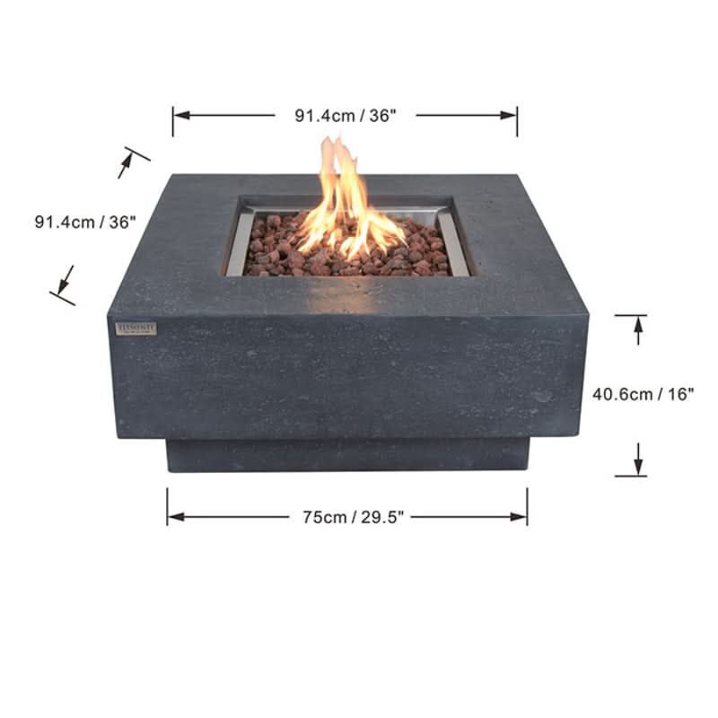 Elementi Manhattan Glass Fiber Reinforced Concrete Outdoor Fire Pit Table