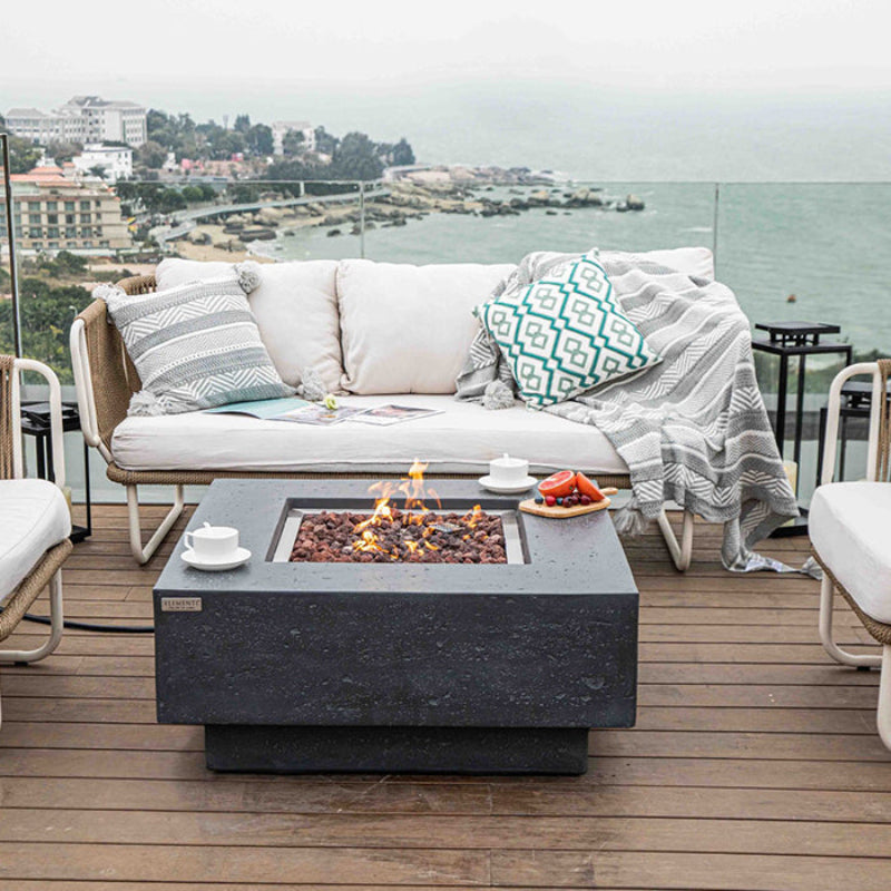 Elementi Manhattan Glass Fiber Reinforced Concrete Outdoor Fire Pit Table
