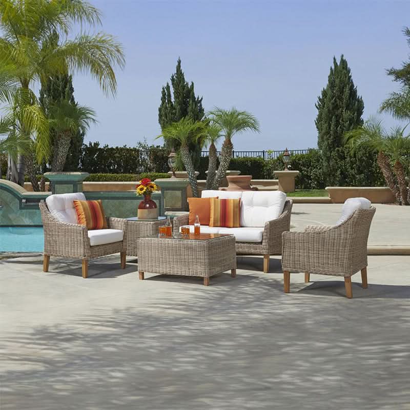 Forever Patio Carlisle Wicker Outdoor 4-Person Loveseat Set with Tables (Toss Pillows Not Included)