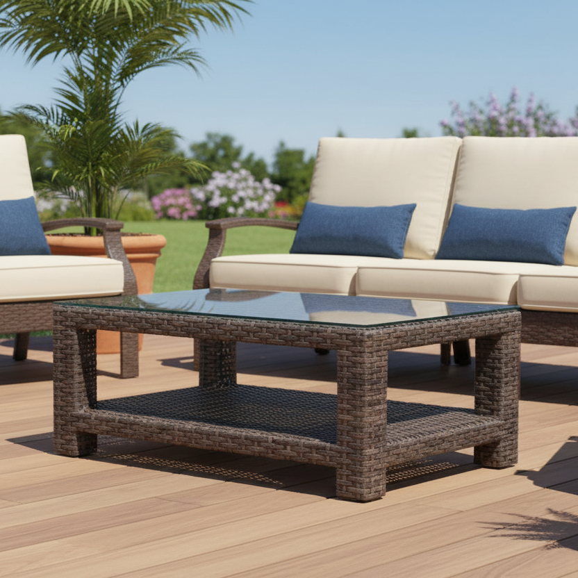 NorthCape International Lakeside Wicker Outdoor Rectangular Coffee Table