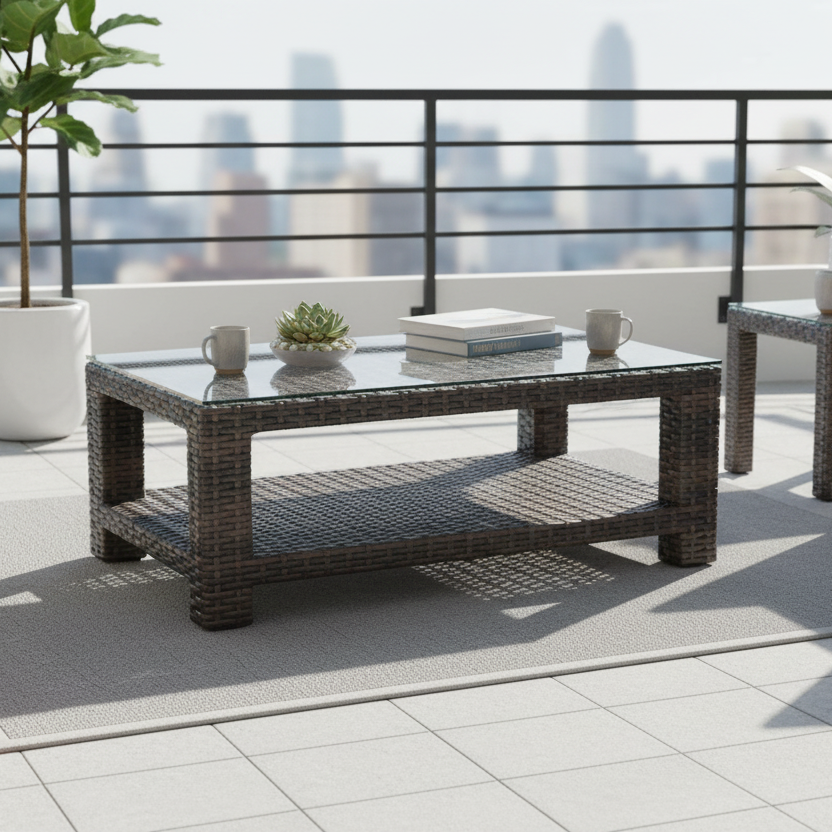 NorthCape International Lakeside Wicker Outdoor Rectangular Coffee Table
