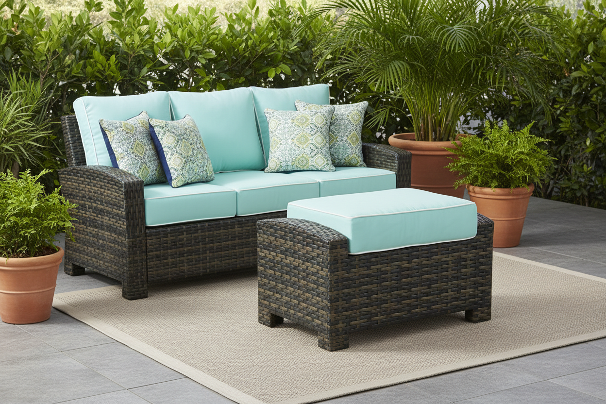 NorthCape International Lakeside Wicker Outdoor Rectangular Ottoman