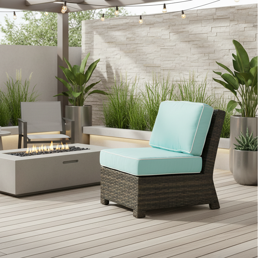NorthCape International Lakeside Wicker Outdoor Sectional Middle Seat Sofa
