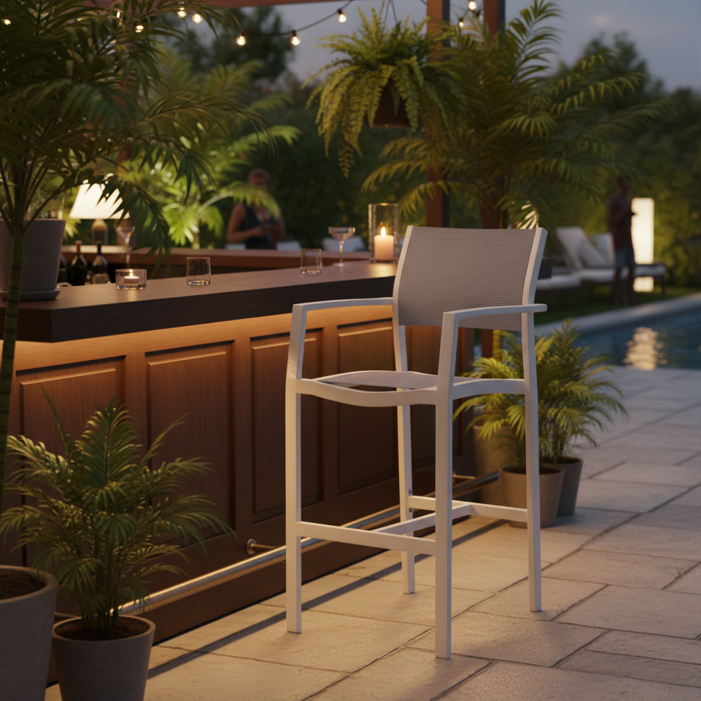 DecoScape Fusion Aluminum Sling Outdoor Bar Arm Chair