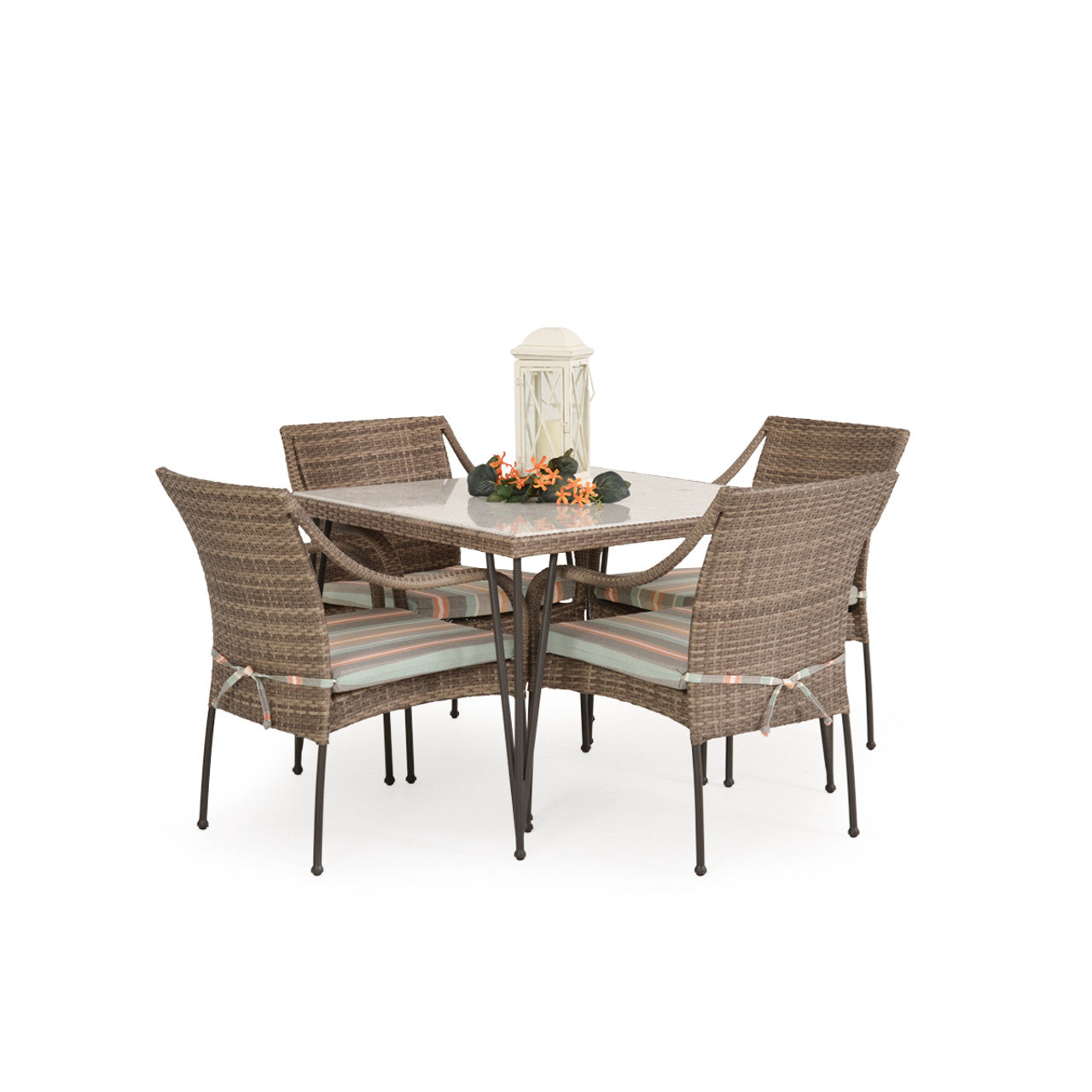 Leaders Furniture Garden Terrace Outdoor Wicker 39" Square Dining Table with Stone Top