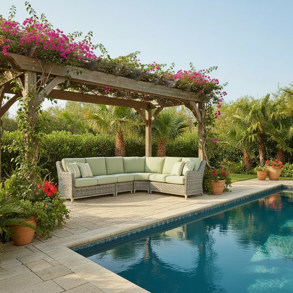 South Sea Rattan Grand Isle Wicker Outdoor 6-Person Patio Lounge Sectional Set