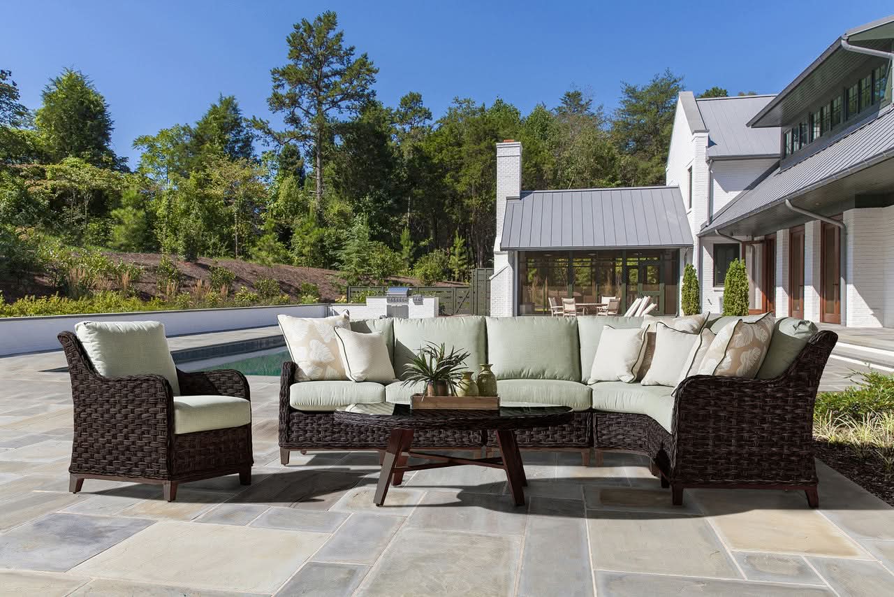 South Sea Rattan Grand Isle Wicker Outdoor 7-Person Sectional Patio Set