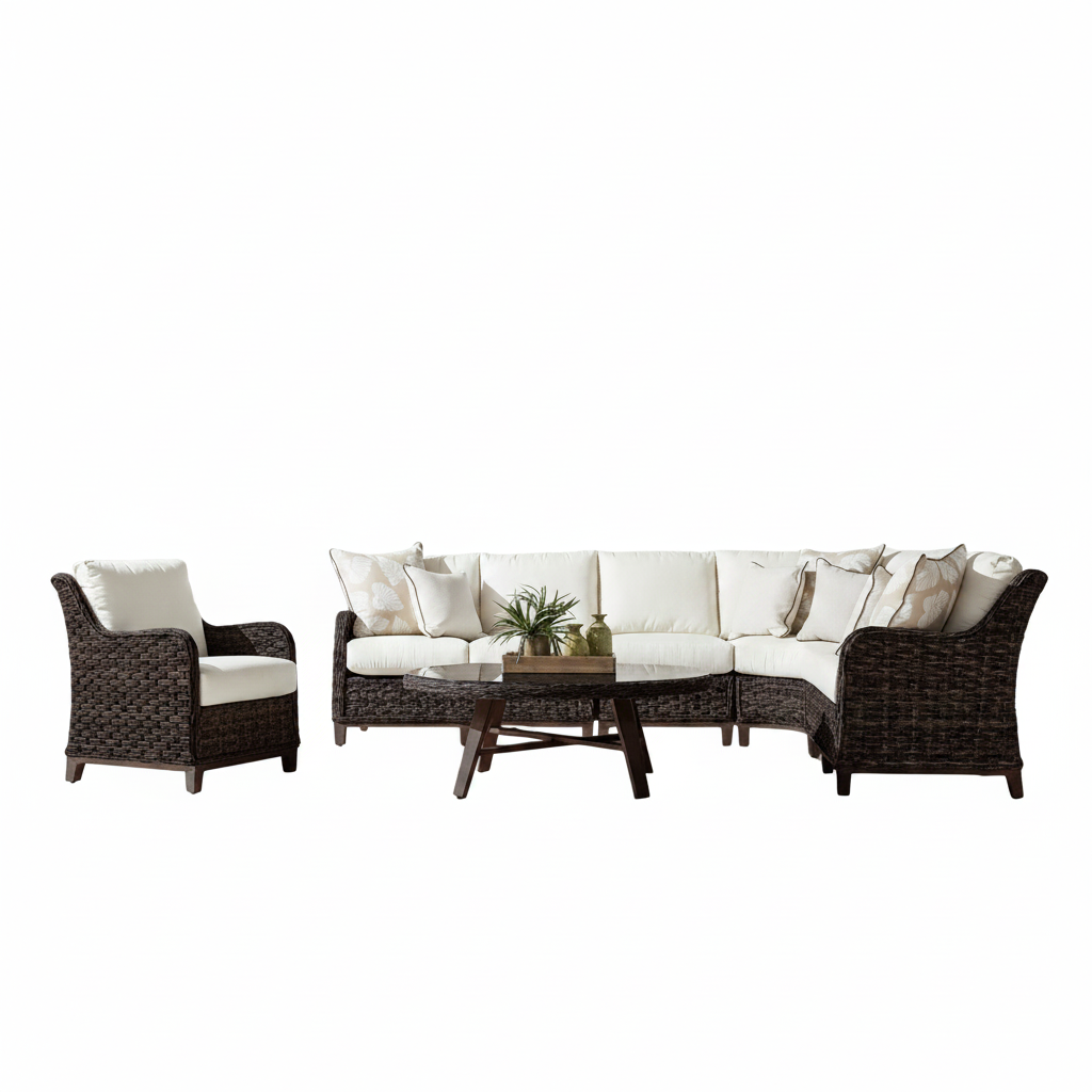 South Sea Rattan Grand Isle Wicker Outdoor 7-Person Sectional Patio Set