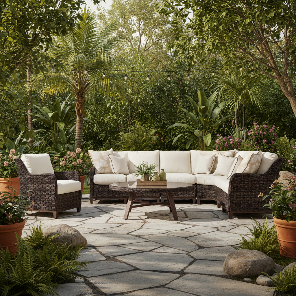 South Sea Rattan Grand Isle Wicker Outdoor 7-Person Sectional Patio Set