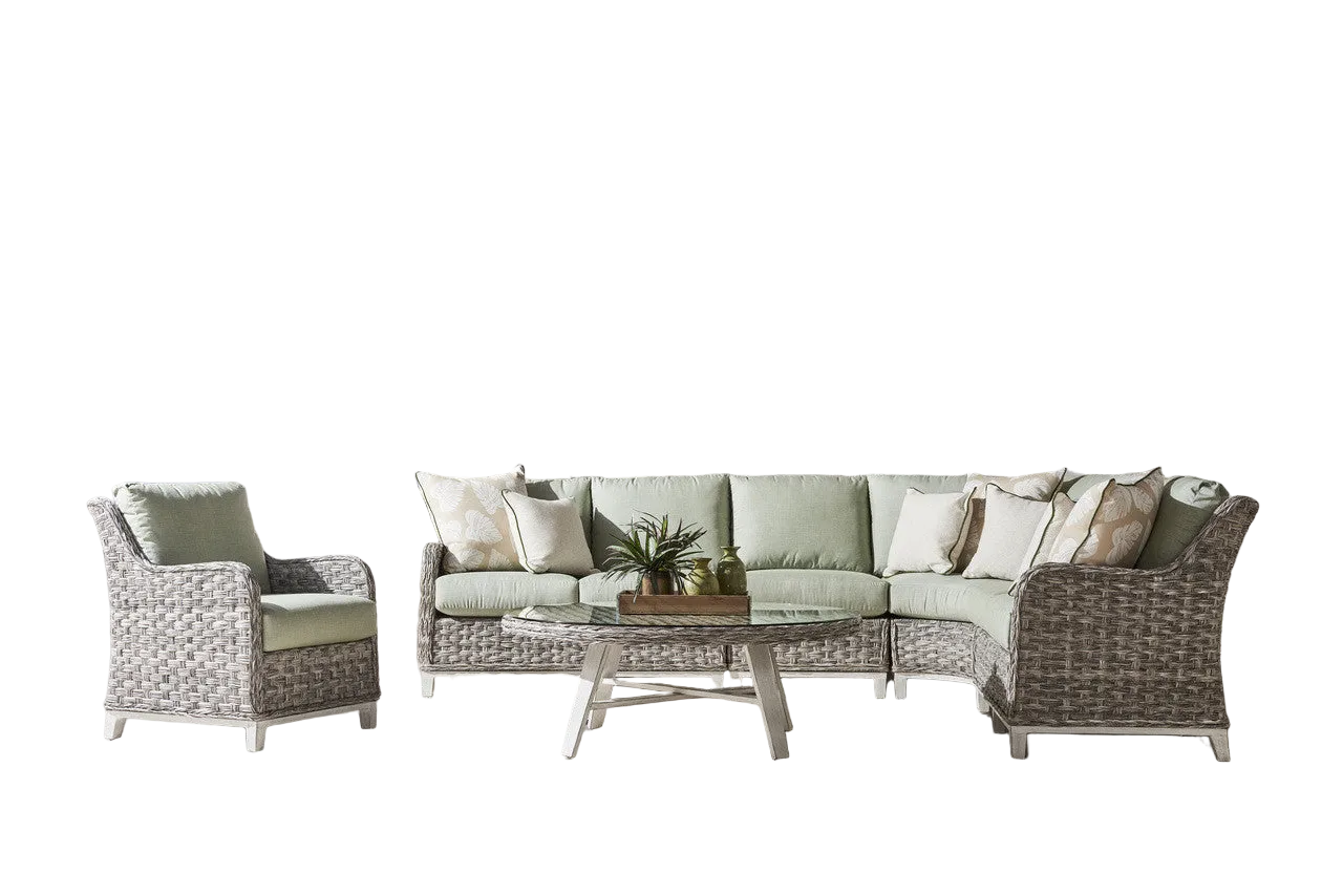 South Sea Rattan Grand Isle Wicker Outdoor 7-Person Sectional Patio Set