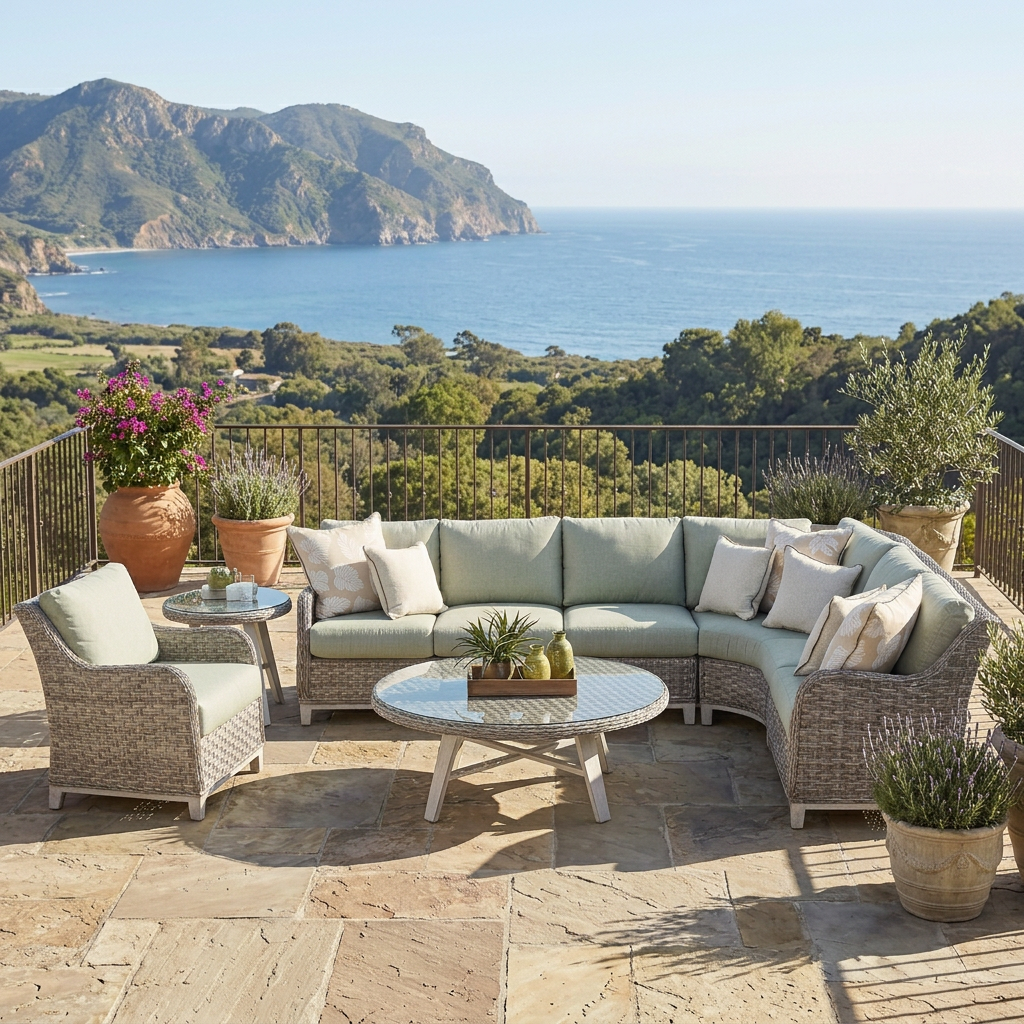 South Sea Rattan Grand Isle Wicker Outdoor 7-Person Sectional Patio Set