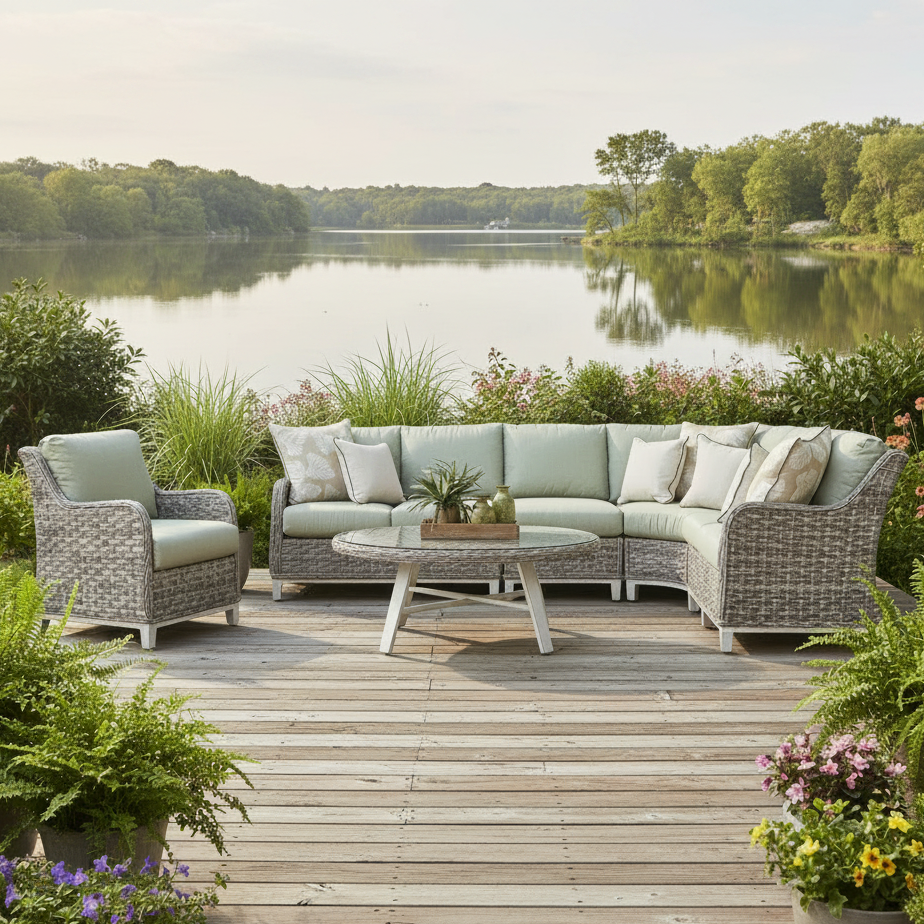 South Sea Rattan Grand Isle Wicker Outdoor 7-Person Sectional Patio Set