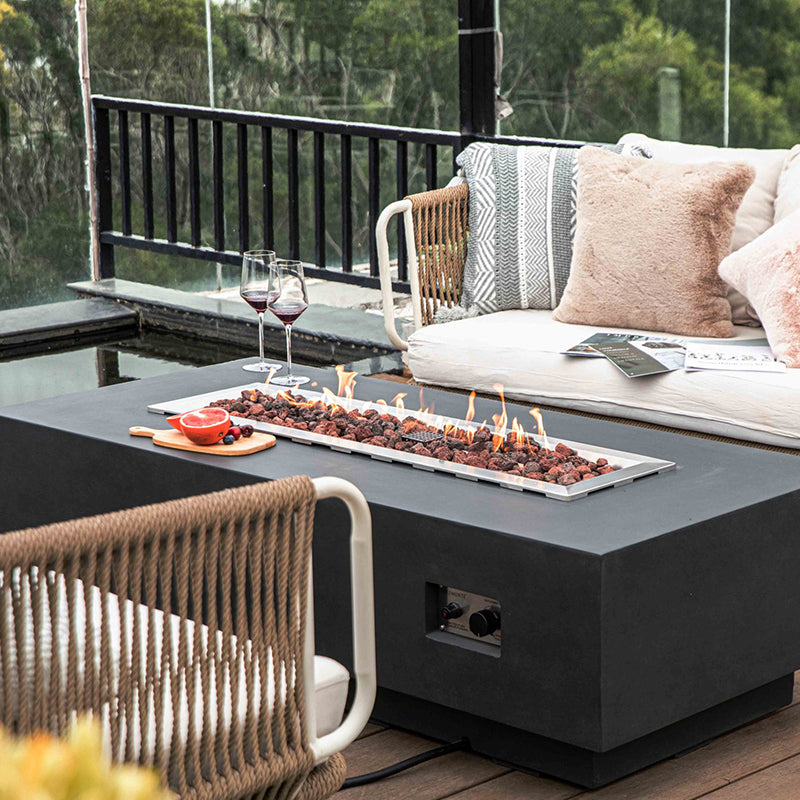 Elementi Granville Glass Fiber Reinforced Concrete Outdoor Fire Pit Table