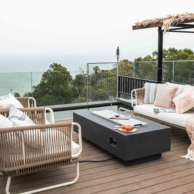 Elementi Granville Glass Fiber Reinforced Concrete Outdoor Fire Pit Table
