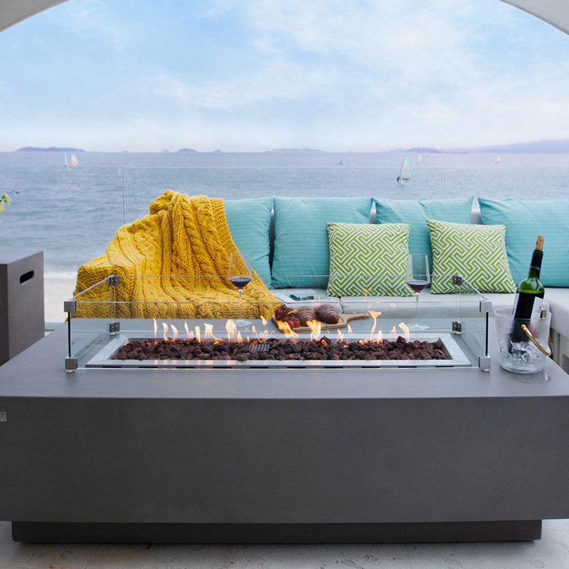 Elementi Granville Glass Fiber Reinforced Concrete Outdoor Fire Pit Table