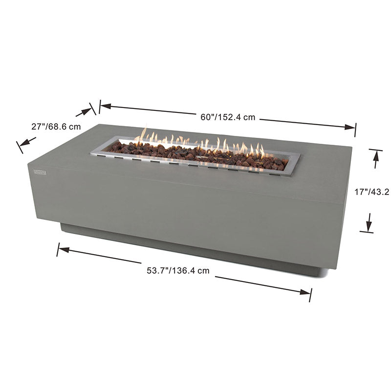 Elementi Granville Glass Fiber Reinforced Concrete Outdoor Fire Pit Table