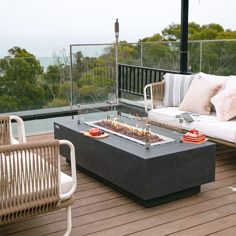 Elementi Granville Glass Fiber Reinforced Concrete Outdoor Fire Pit Table