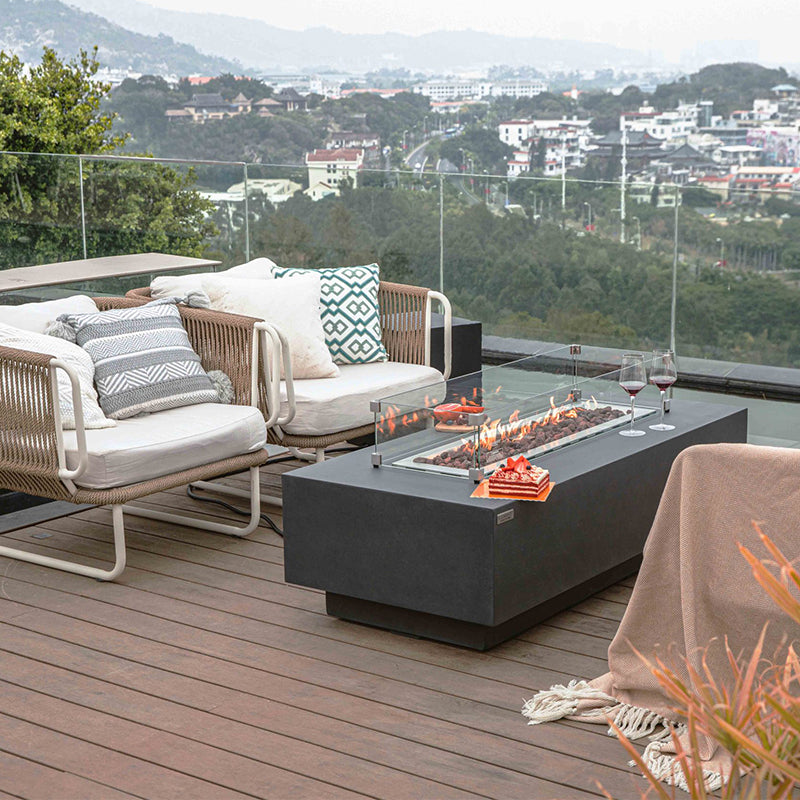 Elementi Granville Glass Fiber Reinforced Concrete Outdoor Fire Pit Table