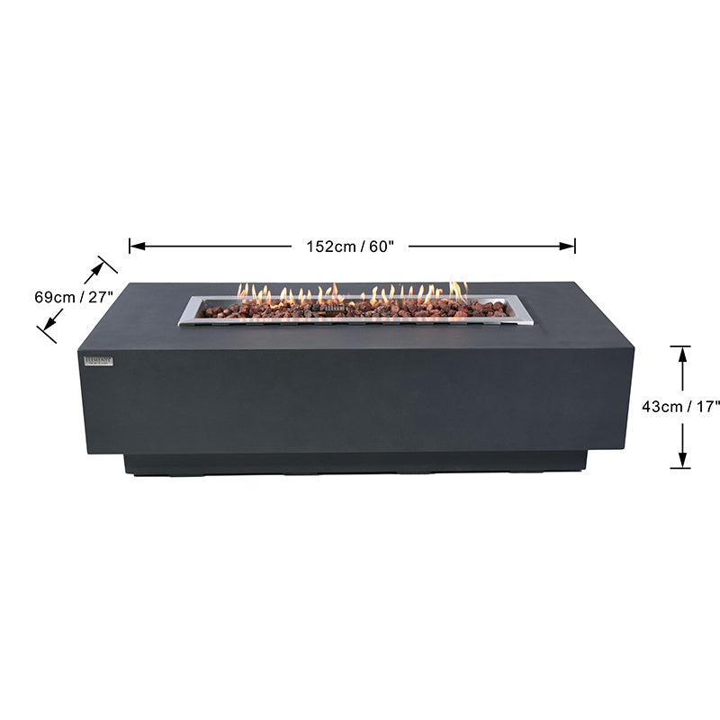 Elementi Granville Glass Fiber Reinforced Concrete Outdoor Fire Pit Table