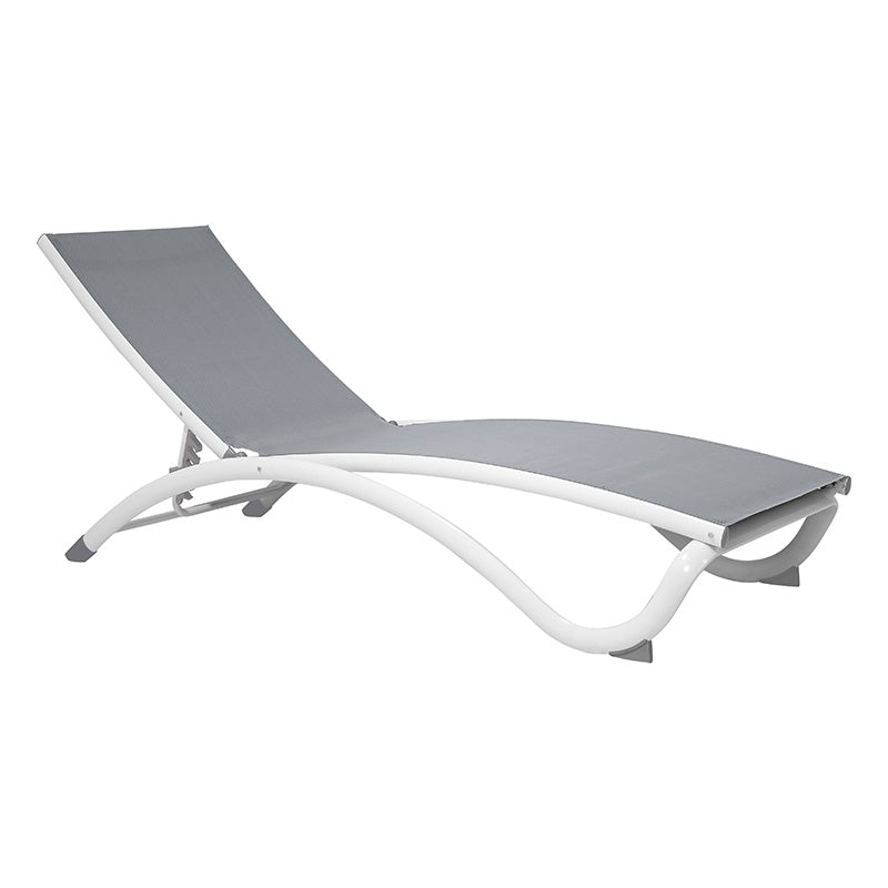 Hospitality Rattan Outdoor Archway Aluminum Sling White/Grey Adjustable Chaise Lounge (Set of 2)