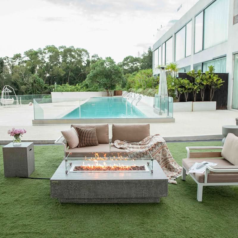 Elementi Hampton Glass Fiber Reinforced Concrete Outdoor Fire Pit Table