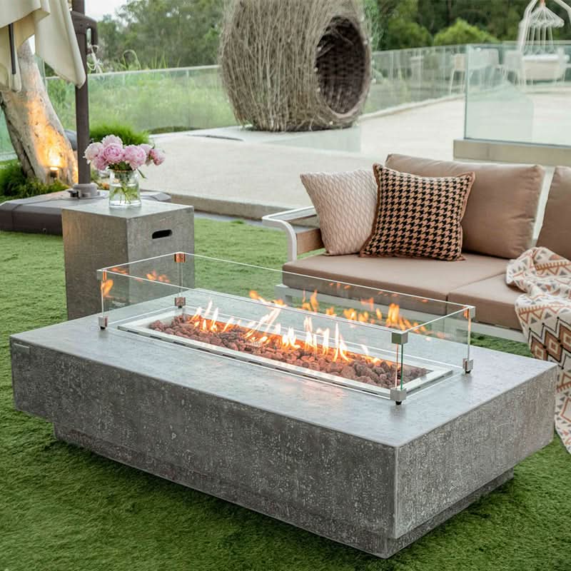 Elementi Hampton Glass Fiber Reinforced Concrete Outdoor Fire Pit Table