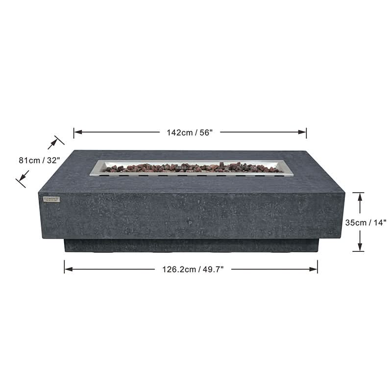 Elementi Hampton Glass Fiber Reinforced Concrete Outdoor Fire Pit Table