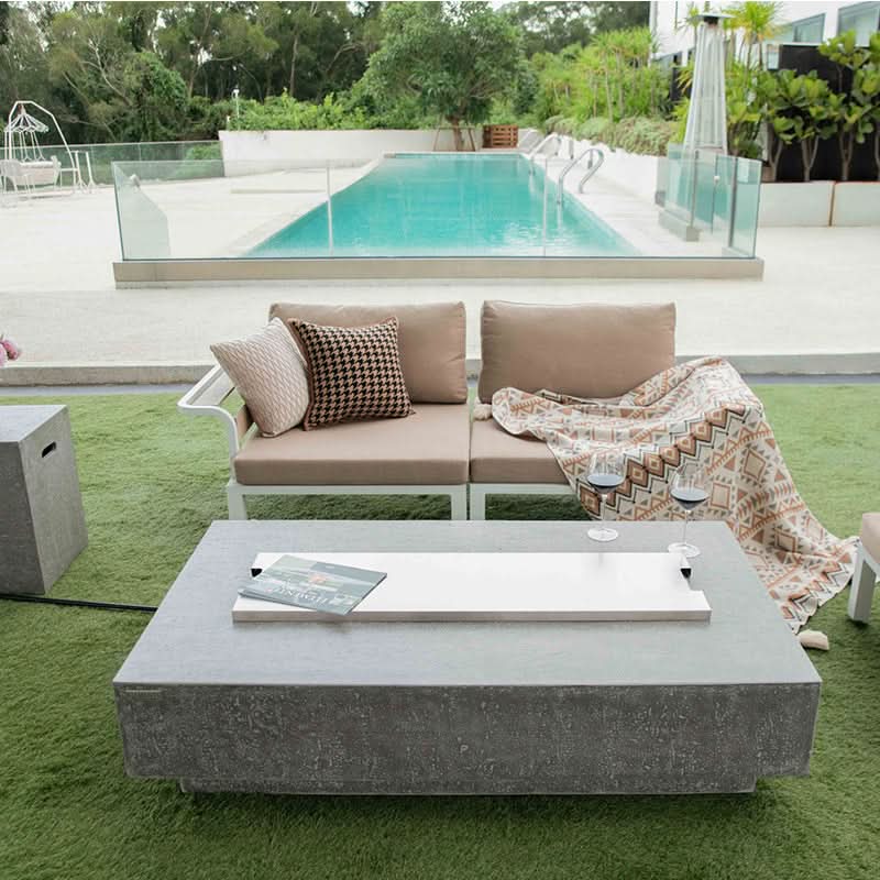 Elementi Hampton Glass Fiber Reinforced Concrete Outdoor Fire Pit Table
