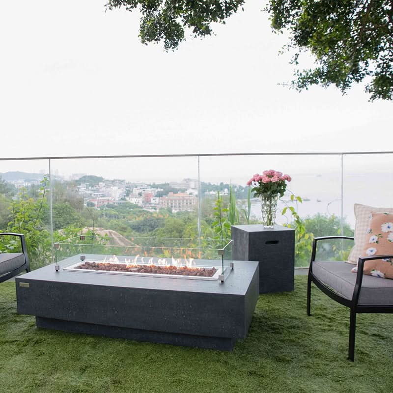 Elementi Hampton Glass Fiber Reinforced Concrete Outdoor Fire Pit Table