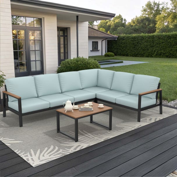 Forever Patio Hanover Aluminum Outdoor 6-Person Modular Sectional Patio Set