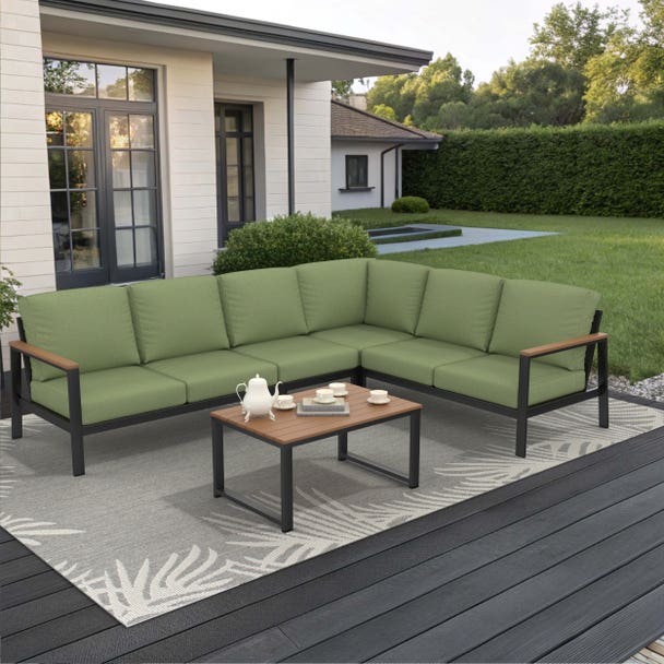 Forever Patio Hanover Aluminum Outdoor 6-Person Modular Sectional Patio Set