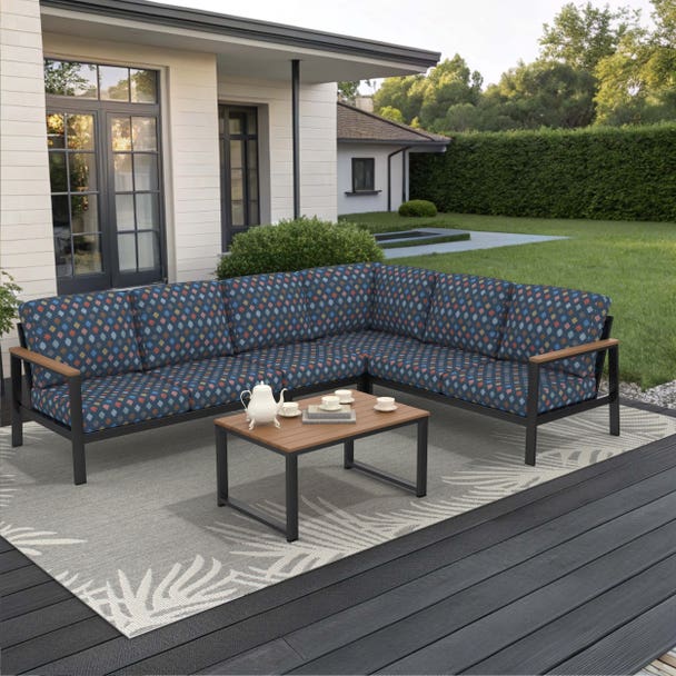 Forever Patio Hanover Aluminum Outdoor 6-Person Modular Sectional Patio Set