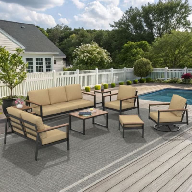 Forever Patio Hanover Aluminum Outdoor 7-Person Ultimate Lounge Patio Set