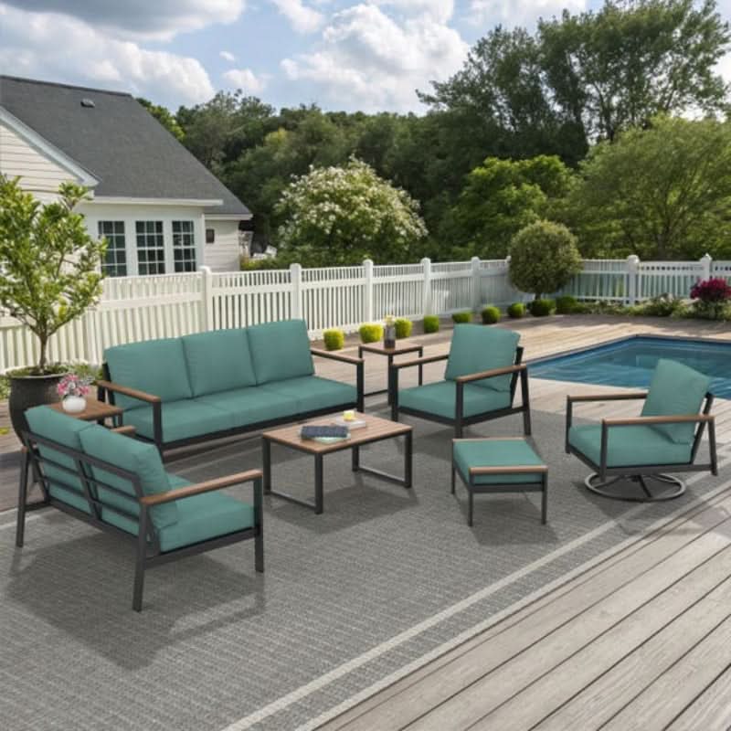 Forever Patio Hanover Aluminum Outdoor 7-Person Ultimate Lounge Patio Set