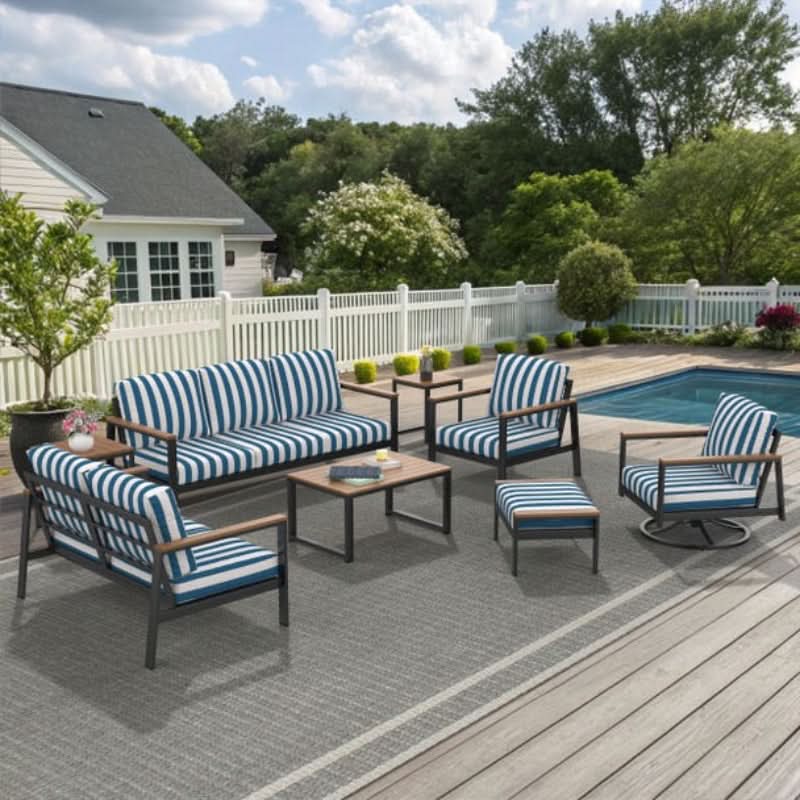 Forever Patio Hanover Aluminum Outdoor 7-Person Ultimate Lounge Patio Set